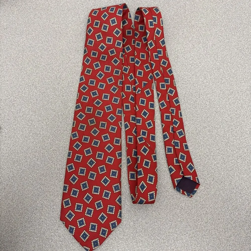Lot Of 3 Vintage Harve Benard Silk Neck Tie Red/Burgundy, Paisley, Geometric